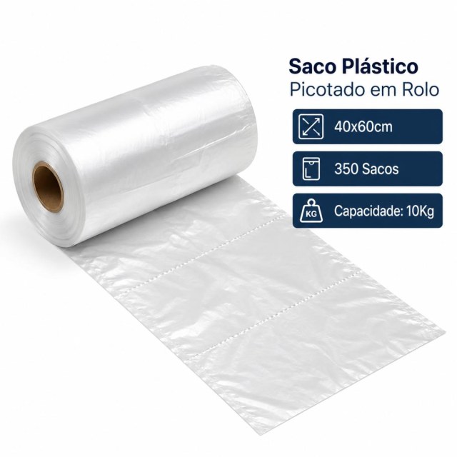 Saco Plástico Picotado em Rolo - 40x60cm - 350 Sacos - Capacidade: 10Kg na Sulink