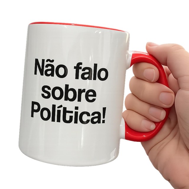 Caneca Alça Vermelha "Não Falo Sobre Política - LULA" em Ateliê Sulink