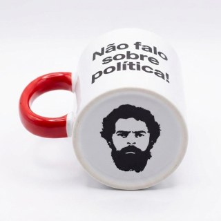 Caneca Alça Vermelha "Não Falo Sobre Política - LULA" em Ateliê Sulink