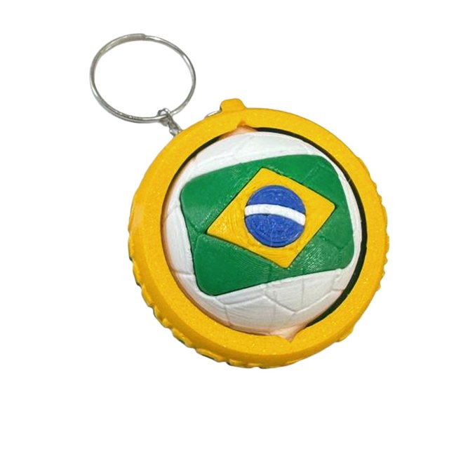 Chaveiro Giratório Bola de Futebol Brasil – Impressão 3D em Ateliê Sulink