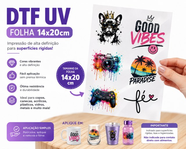 DTF UV Folha 14x20 cm | Impressão Personalizada em Ateliê Sulink