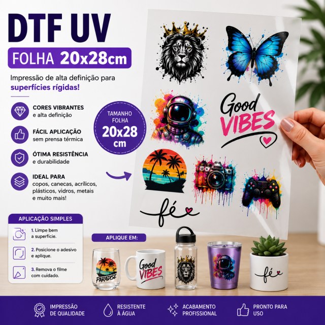 DTF UV Folha 20x28 cm | Impressão Personalizada em Ateliê Sulink