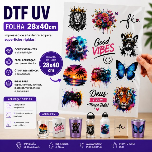 DTF UV Folha 28x40 cm | Impressão Personalizada em Ateliê Sulink