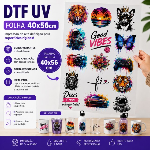 DTF UV Folha 40x56 cm | Impressão Personalizada em Ateliê Sulink