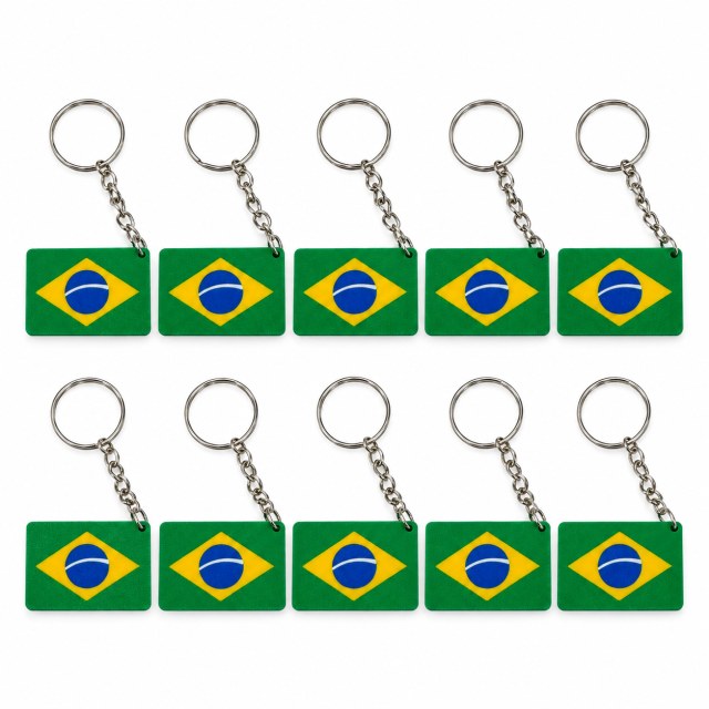 Kit 10 Chaveiros Bandeira do Brasil – Impressão 3D PLA em Ateliê Sulink