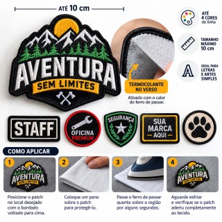 Patch Bordado Personalizado Simples Até 10 cm – Até 4 Cores em Ateliê Sulink