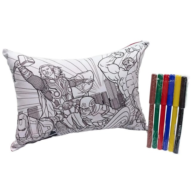 Almofada Colorir Criancas Pinta Lava + Canetinha | Vingadores