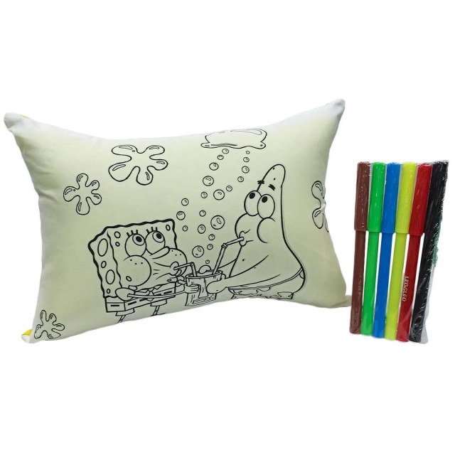 Almofada Colorir Criancas Pinta Lava + Canetinha | Bob Esponja